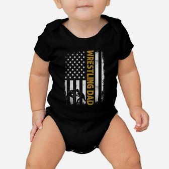 Wrestling Dad American Flag 4th Of July Fathers Day Baby Onesie