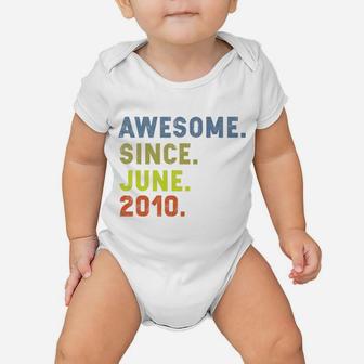 Awesome Since June 2010 Vintage 12nd Birthday Gift Boys Girls Baby Onesie - Seseable