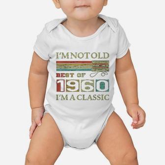 Best Of 1960 62nd Birthday Gifts Cassette Tape Vintage Baby Onesie - Seseable