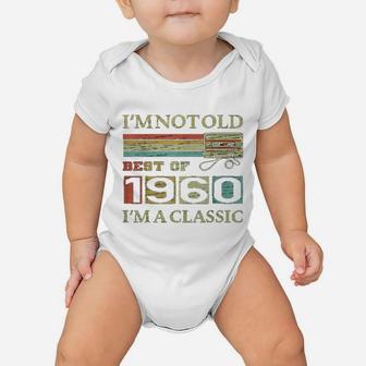 Best Of 1960 62nd Birthday Gifts Cassette Tape Vintage Baby Onesie - Seseable