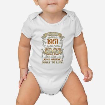 Born In January 1951 Vintage 71 Years Old 71st Birthday Baby Onesie - Seseable