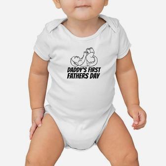 Daddys First Fathers Day Funny Dad Christmas Gift Baby Onesie - Seseable