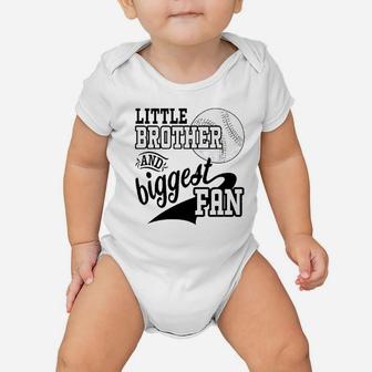Little Brother And Biggest Fan Baseball Family Baby Onesie - Seseable
