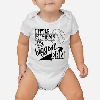 Little Sister And Biggest Fan Baseball Family Baby Onesie - Seseable