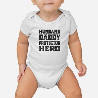 Mens Family Fathers Day Husband Daddy Protector Hero Father Dad Baby Onesie