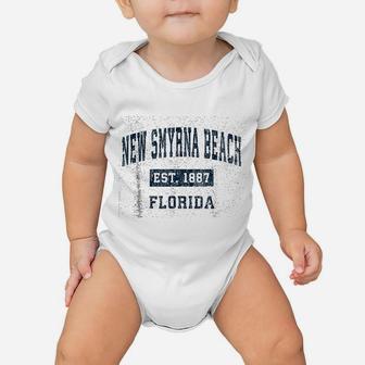 New Smyrna Beach Florida Fl Vintage Sports Design Navy Baby Onesie - Seseable
