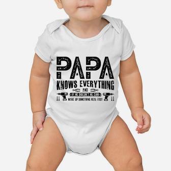 Papa Knows Everything Funny Fathers Day Gifts Baby Onesie - Seseable