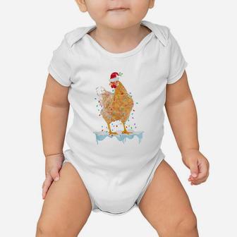 Pretty Chicken Lights Santa Hat Christmas Chicken Lover Xmas Gift Shirt Baby Onesie - Seseable