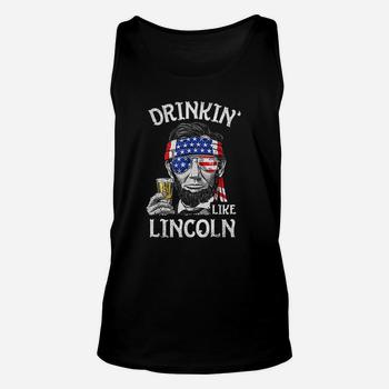 Drinking Like Lincoln 4th Of July Men Abraham Merica Flag Tank Top