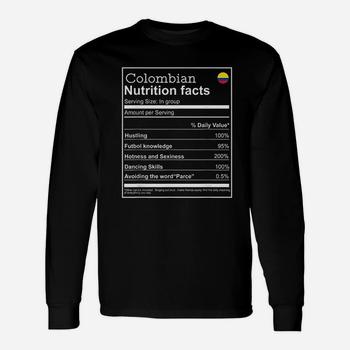 Colombian Nutrition Facts Funny Cool Graphic Tshirt