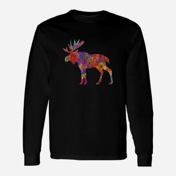Colorful Canadian Moose Tshirt Abstract Paint Wildlife Tee