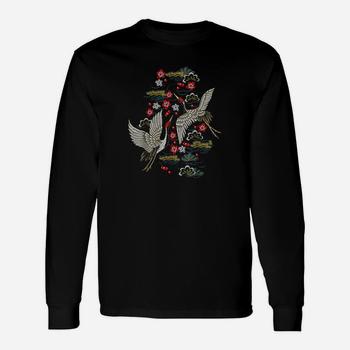 Crane & Cherry Blossom Tshirt - Vintage Japanese Embroidery Crane & Cherry Blossom Tshirt - Vintage Japanese Embroidery