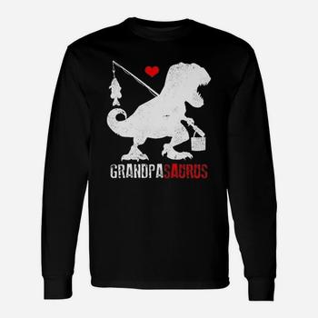 Mens Grandpasaurus Rex Tshirt Funny Papa Saurus Dino Fishing Gift