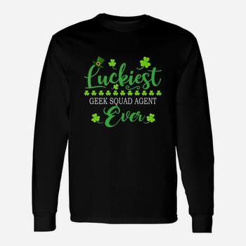 Luckiest Geek Squad Agent Ever St Patrick Quotes Shamrock Funny Job Title Hoodie Seseable UK