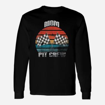 Mom Pit Crew Race Car Chekered Flag Vintage Racing Sweat Shirt