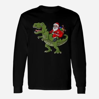 Santa Claus Riding T Rex Christmas Boys Girls Kids Xmas T-Shirt