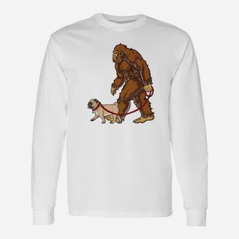 Bigfoot Dog Walk Pug T Shirt Sasquatch Kids Boys Men Women