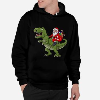 Santa Claus Riding T Rex Christmas Boys Girls Kids Xmas T-Shirt