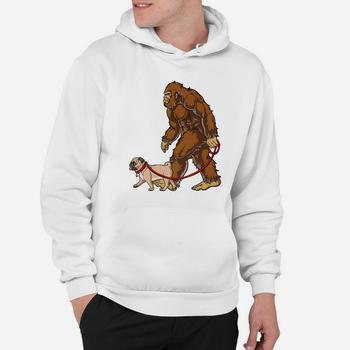 Bigfoot Dog Walk Pug T Shirt Sasquatch Kids Boys Men Women