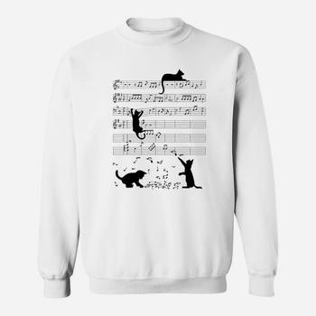 Cute Cat Kitty Playing Music Note Clef Musician Art T-Shirt