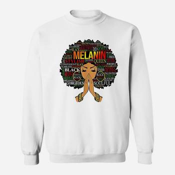 Melanin Words Art T-Shirt Afro Natural Hair Black Queen Gift