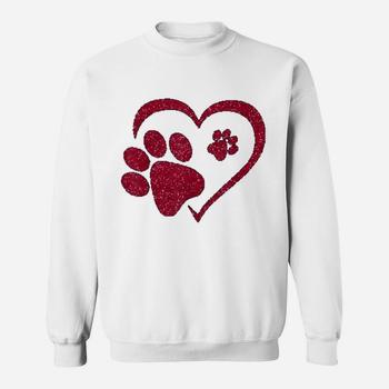 Paw Print Heart Dog Cat Owner Lover Girl Valentine Day Shirt