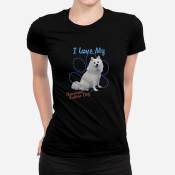 I Love My American Eskimo Dog Dog Lover Paw Print T-Shirt!