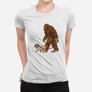 Bigfoot Dog Walk Pug T Shirt Sasquatch Kids Boys Men Women