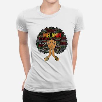 Melanin Words Art T-Shirt Afro Natural Hair Black Queen Gift