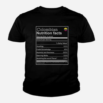 Colombian Nutrition Facts Funny Cool Graphic Tshirt