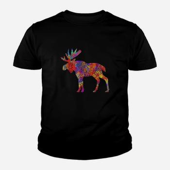 Colorful Canadian Moose Tshirt Abstract Paint Wildlife Tee
