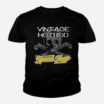 Devil Vintage Speed Shop Skull Crossbones Yellow Racing