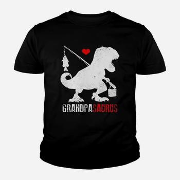 Mens Grandpasaurus Rex Tshirt Funny Papa Saurus Dino Fishing Gift