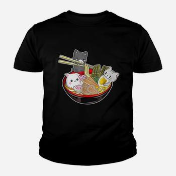 Kawaii Japanese Anime Cat T-Shirt Bowl Ramen Noodle Gift Tee