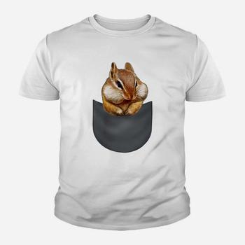 T-Shirt - Cute Chipmunk Hanging Out In Pocket, Squirrel T-Shirt - Cute Chipmunk Hanging Out In Pocket, Squirrel