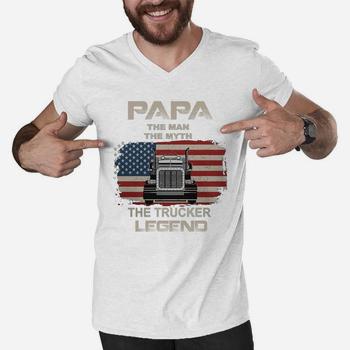 Men Papa The Man The Myth The Trucker Legend Truck Driver T-Shirt