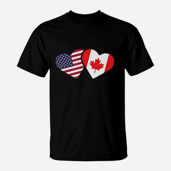 Canada Usa Flag T Shirt Heart Canadian Americans Love Cute Canada Usa Flag T Shirt Heart Canadian Americans Love Cute
