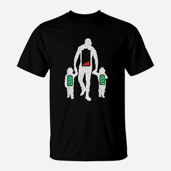 Funny Tired Twin Dad Shirt Low Battery Full Charge T-Shirt