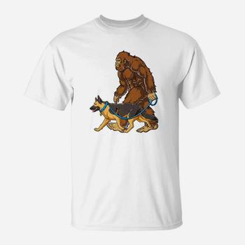 Bigfoot Dog Walk German Shepherd T Shirt Sasquatch Kids Men Bigfoot Dog Walk German Shepherd T Shirt Sasquatch Kids Men