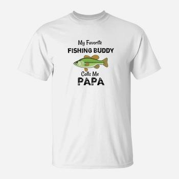 Awesome My Fishing Buddy Calls Me Papa Tshirt Grandpa Gift