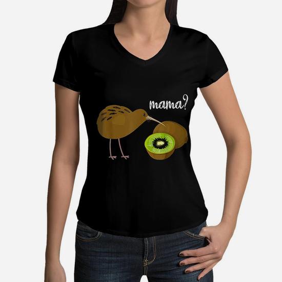 Kiwi Bird and Kiwi Mama Funny Animal Lover Gift Women's V-Neck T-Shirt