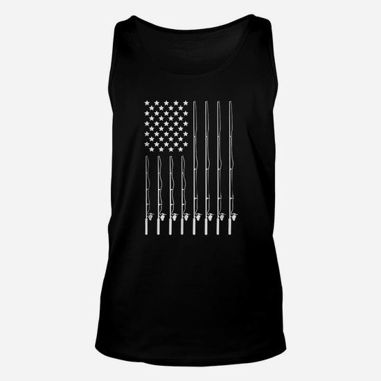 Fishing Pole American Flag Patriotic Outdoorsman T-Shirt, Women's, Size: Small, Black