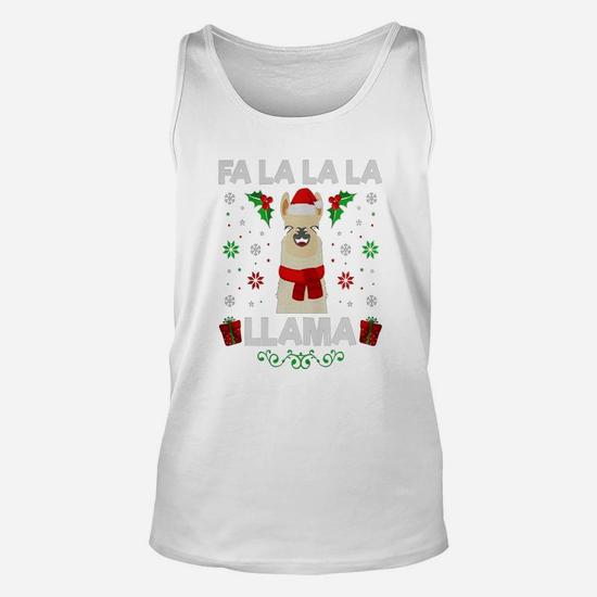 Fa La La Llama Christmas Animal Sweater Tshirt Unisex Tank Top Seseable UK