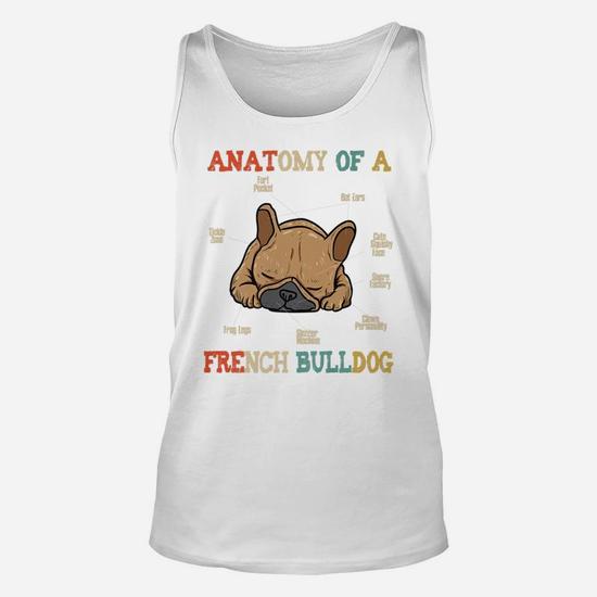 Vintage French Bulldog Anatomy Cute Dog Unisex Tank Top Seseable UK