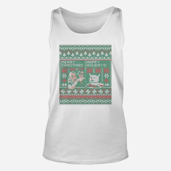 Woman Yelling At Cat Meme Ugly Christmas Sweater Style T-Shirt Woman Yelling At Cat Meme Ugly Christmas Sweater Style T-Shirt