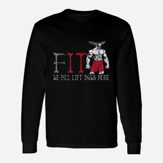 Fit We All Lift Down Here Killer Clown Halloween Costume Long Sleeve T-Shirt  | Seseable CA