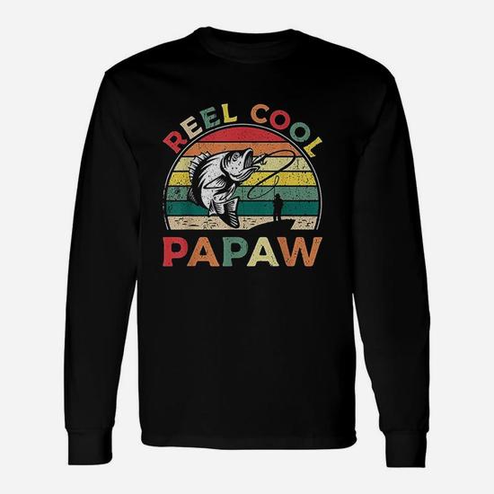 Reel Cool Papaw Vintage Bass Fishing Long Sleeve T-Shirt