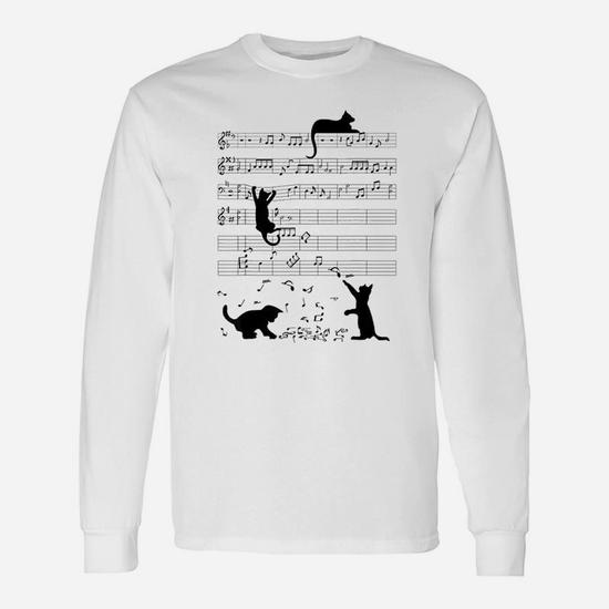 Cute Cat Kitty Playing Music Note Clef Musician Art T-Shirt
