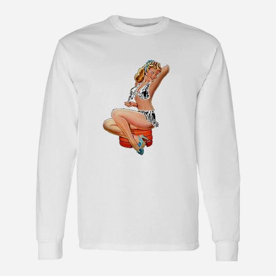 Vintage Pin Up Girl Long Sleeve T-Shirt | Seseable UK