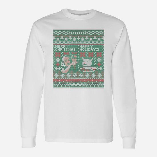 Woman Yelling At Cat Meme Ugly Christmas Sweater Style T-Shirt Woman Yelling At Cat Meme Ugly Christmas Sweater Style T-Shirt